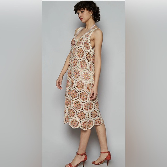 NWOT  POL Crochet THE FRUITY PEBBLE DRESS Coverup Sexy Boho Beach Wear - Picture 3 of 5